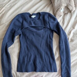 Good American Deep Blue Ribbed Top